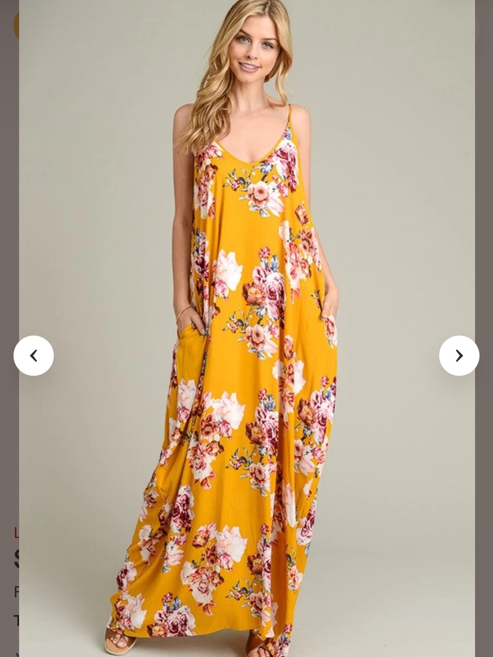Pinkblush Mustard Yellow Floral Maxi Dress